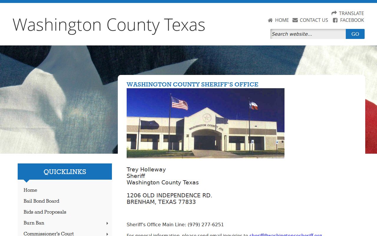 Washington County arrest lookup sheriff contact page