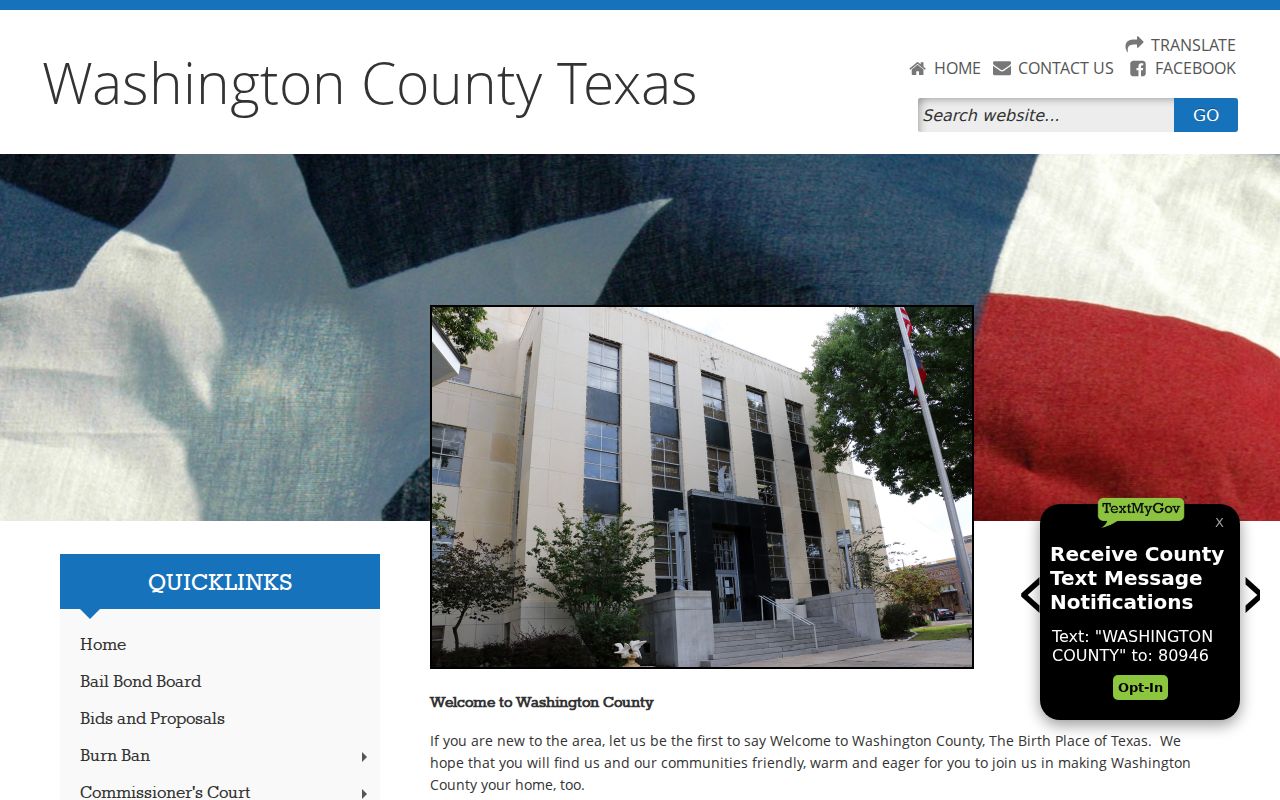 Washington County criminal history county government records page