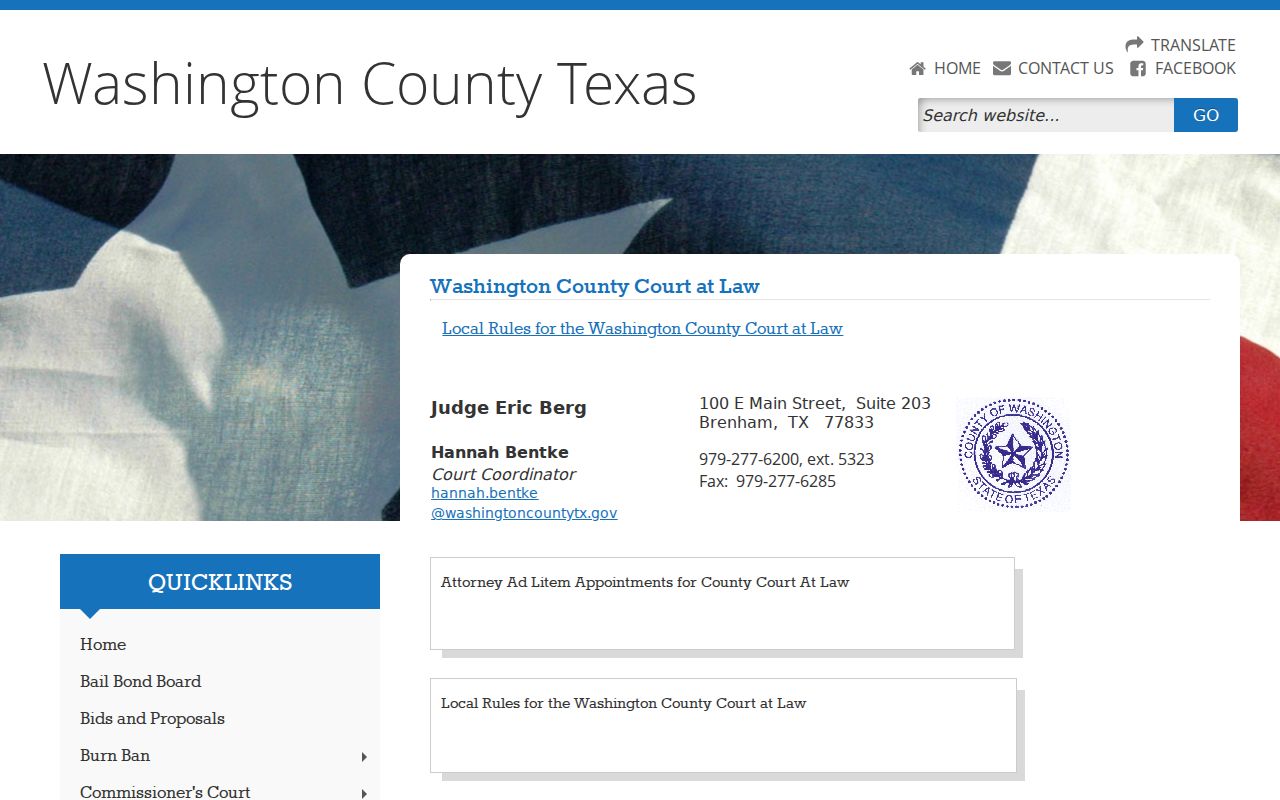 Washington County criminal court cases County Court at Law