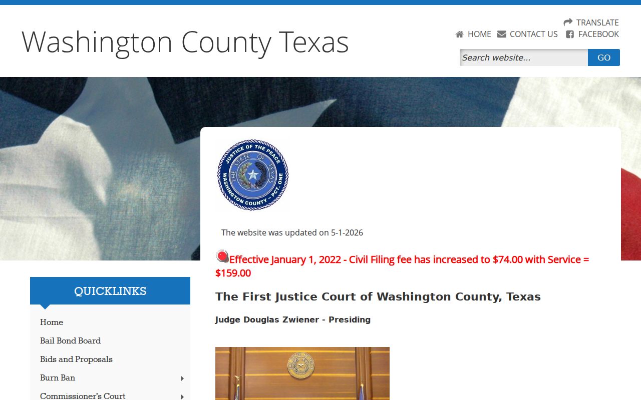 Washington County criminal case docket at Justice Precinct 1