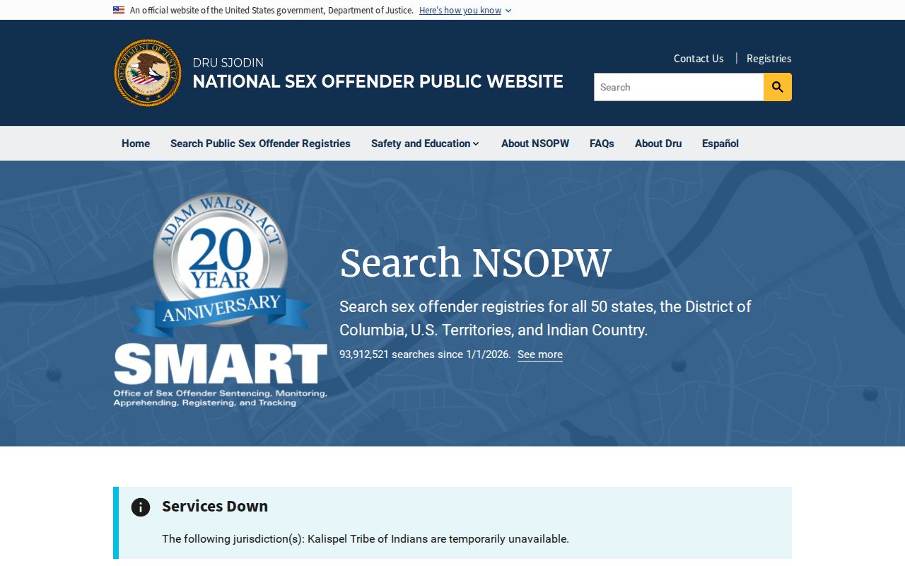 NSOPW national cross-check for a Washington County sex offender search